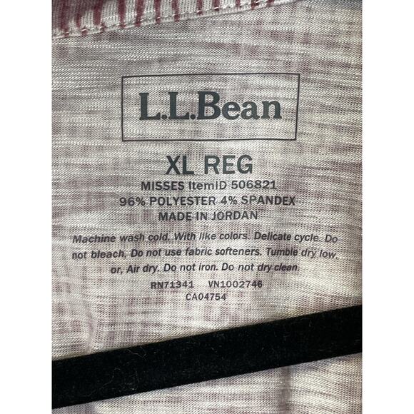 L.L.Bean Shirt Womens XL Burgundy Red Split Neck Short Sleeve Stretch Ikat Knit - Picture 6 of 8